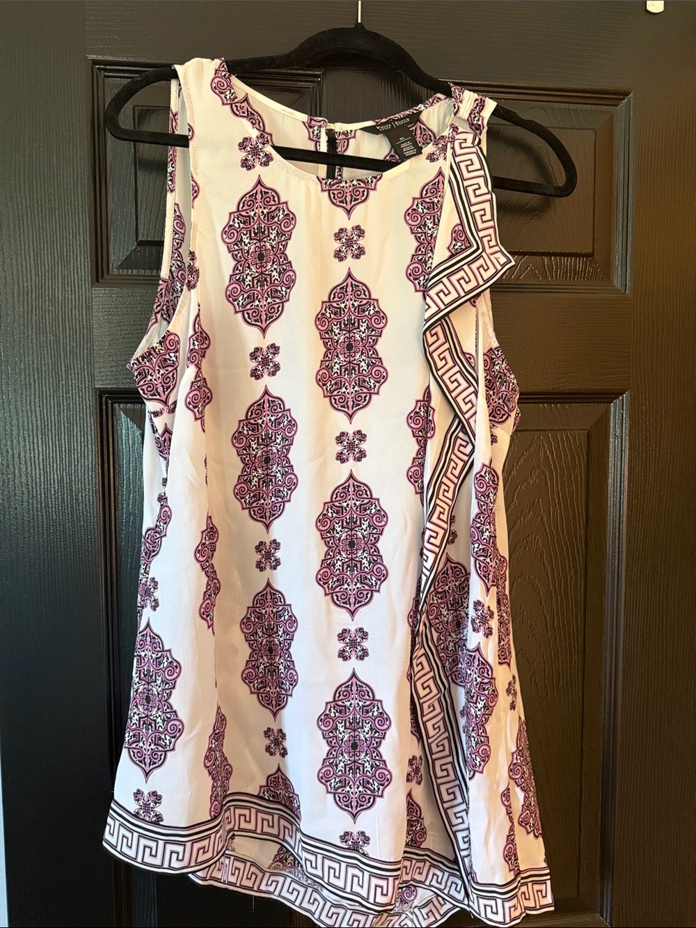 WHBM Tank Top with Pink & Black Medallion Print